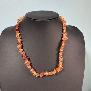 Necklace with Carnellian or red agate chips.